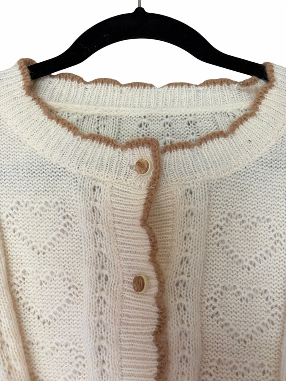 Cream Cottagecore Scallop-Trim Knit Cardigan - Picture 5 of 7